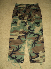 US MILITARY ISSUE WOODLAND CAMO BDU PANTS 50/50 NYLON COTTON USA NYCO LARGE REG