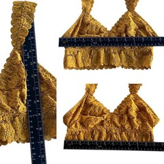 Aerie Women’s S Mustard Yellow Honey Golden Lace Adjustable Straps Bralette Boho