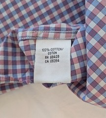Bugatchi Button-Up Shirt Blue Light Red Purple Check Mens XL Shaped Fit
