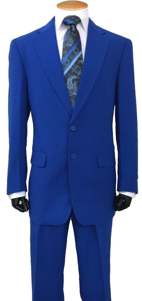 New Men’s 2Pc Single Breasted Fashion Suit Two Button Royal Blue Size 38R~60L