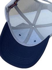 R -Night Sky & Lt. Gray Trucker Cap. 2 Logos. F1 Racing. BMX. MotoGP. Dark Navy