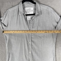 Frank & Eileen Barry Shirt Women’s Large Button-Up Gray Polka Dot 100% Cotton