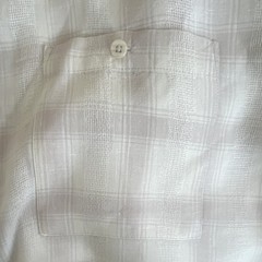100% linen Bruno Men’s M Linen Short Sleeve Beige/White Plaid Button-Up Shirt