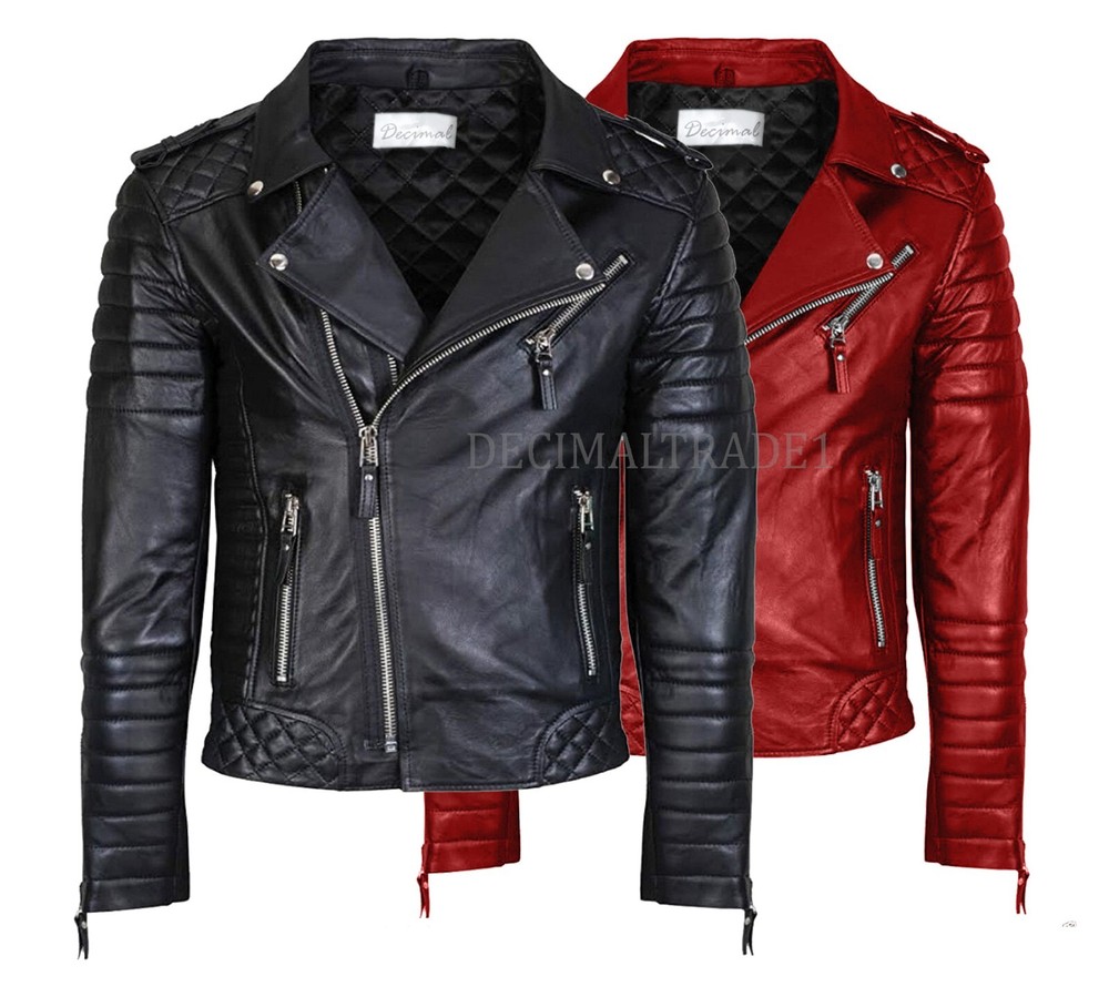 MENS ASYMMETRICAL BIKER LEATHER JACKET SLIM FIT 100% SHEEPSKIN REAL LEATHER
