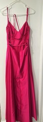 Jules & Cleo Pink Solid V-Neck Spaghetti Strap Long Maxi Dress Women’s 8