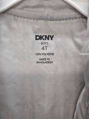 DKNY Size 4T Set Of 3, Plaid Blue Vest/ Black Pants/ Grey Long Sleeve Printed