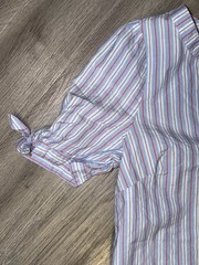 Talbots Women’s Size S Short Tie Sleeve Top Vertical Stripe 100% Cotton Blouse