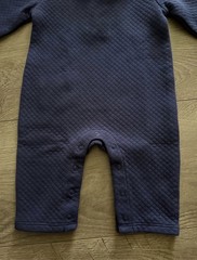 Janie and Jack 0-3M Navy Quilted Collared Long Sleeve Romper One-Piece