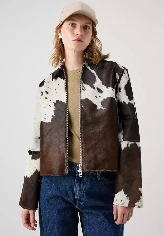 Genuine Cowhide Leather Jacket for Women | Natural Hair-On Cow Skin Gift For Her