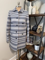 J.Crew Stadium Cloth Italian Nello Gori Wool Striped Wool Blend Coat Women’s 10