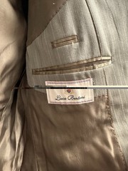 Luca Bertoni 42R 100% Wool Pinstripe Sport Coat Blazer Taupe Brown EU Made