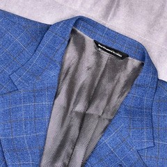Premiato Blazer Jacket Mens Blue Windowpane Plaid Good 3-Button Made in Canada