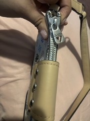 GUESS Logo Print Studded Crossbody Bag White/Beige Zip/Magnetic, Pockets