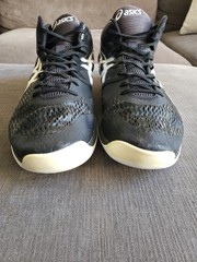 Size 13 – Asics Men’s Sky Elite FF Black Gold Volleyball Shoes Mid Top READ DESC