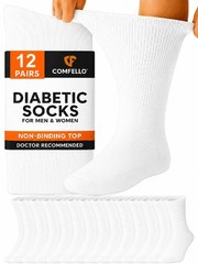12 Pack Diabetic Socks Crew Men Women Cotton Circulatory Health 9-11 10-13 13-15