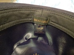 NEW, MEN’S BRUNO CAPELO CHICAGO SNAP BRIM BLK WT RED FEDOA AUSTRALIAN WOOL HAT