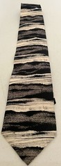 Vintage City Streets Tie USA Imported Silk Black and Beige Neck Tie 56”x3.75”