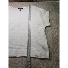 Gloria Vanderbilt Womens White 100% Cotton Gauze Short Sleeve Top XXL Slit Hem