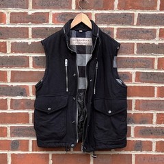 Burberry Mens Wool Gilet Jacket MEDIUM Hooded Prorsum Brit Pockets Bodywarmer