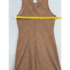 Jonathan Martin Striped Shift Dress Womens 7/8 Orange Brown Travel Sleeveless