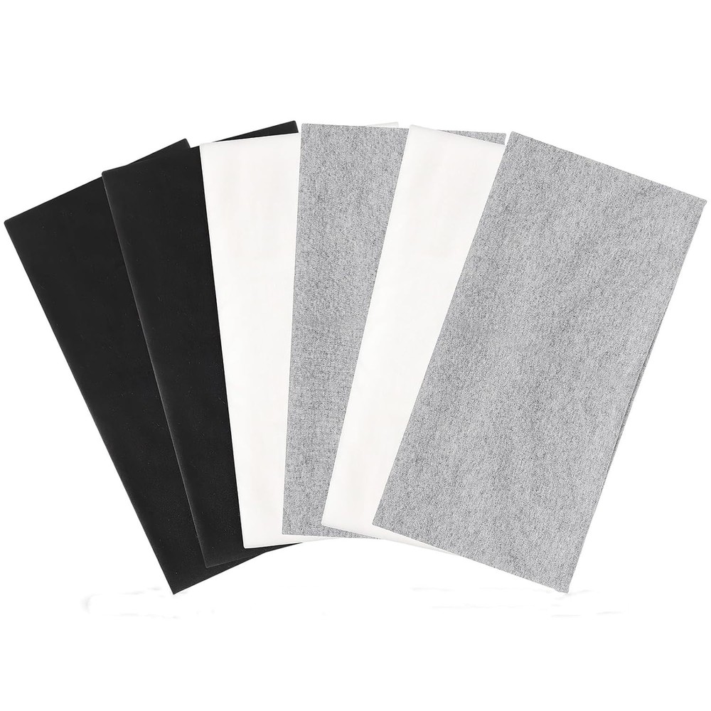 6 Pack Wide Headbands for Women, 9.3×4.7inch Cotton Black, white, gray
