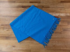 (NO CUSTOMS TAX) LORO PIANA Sciarpa Unita solid blue pure cashmere knit scarf