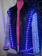 Handmade WWE Chris Jericho Studded Black Leather Light-Up Jacket For Men Women