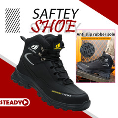 Men’s Steel Toe Work Boots Waterproof Anti-Smash Safety Shoes Construction Shoes