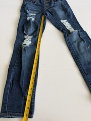 Mudd FLX Stretch Skinny Jeans Size 7 Junior Women Distressed Blue Dark Wash