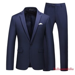 Men’s One Button Formal Suits 2pcs Blazer Jacket Pants Slim Party Grooms Wedding