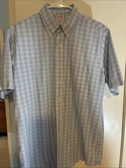 Brooks Brothers Blue and White Plaid Short-Sleeve Button-Down Shirt