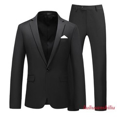Men’s One Button Formal Suits 2pcs Blazer Jacket Pants Slim Party Grooms Wedding