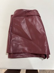 Women’s Burgundy Faux Leather Wrap Skort M