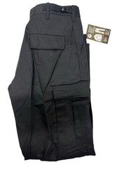 Rothco 7971 Unisex Black BDU Pants Military Style Button Fly Cargo Medium NWT