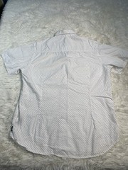 Howe Men’s Geometric Pattern Cotton Snap Shirt White Black Short Sleeve L