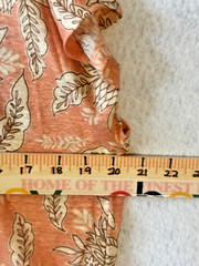 Rachel Zoe 100% Linen Floral Top L Coral Short Sleeve Boat Neck Coastal Boho