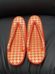 Zori Japanese straw sandals Red and gold high-grade Women Size: US W6 / JP 23cm