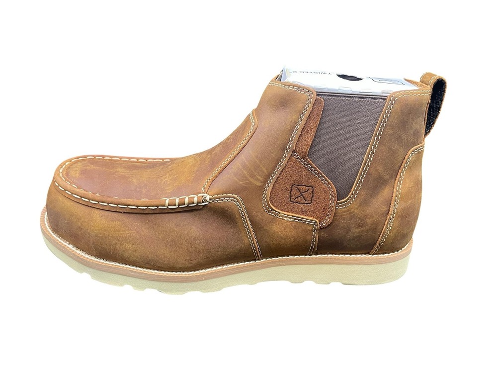 Twisted X Men Work Chelsea Boot MCAN001 4″ Sole Boot Oiled Saddle Size 12 M