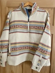 Vtg Pendleton Doublesoft Half Zip Sweater Beige Southwest Aztec Womens Sz L