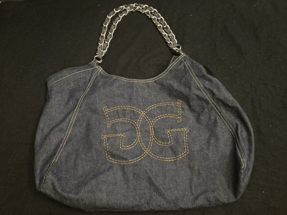 Vtg Guess Y2K Women’s Large Denim Tote Shoulder Bag Quilted Purse