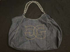 Vtg Guess Y2K Women’s Large Denim Tote Shoulder Bag Quilted Purse