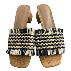 Aerosoles Raffia Braided Open-Toe Sandals With Cork Block Heel Size 5 NWOB