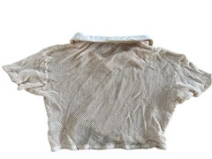 Fashion Nova Beige fish net Mesh Logo crop top Women XL