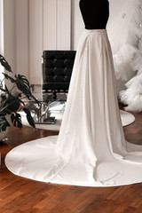 Classic Wedding Detachable Train White Ivory Satin Bridal Removable Overskirt