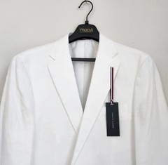 Tommy Hilfiger 100% Linen White Sport Coat Blazer Jacket | 44S | NWT