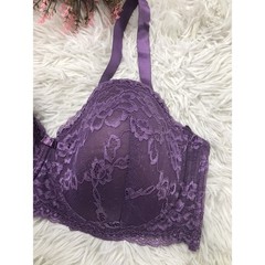 PLUS SZ WOMEN’S Purple Black fuchsia by Secret Lace Full Coverage Bra 44C UW
