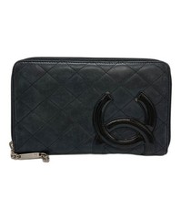 CHANEL Black Quilted Zip Around Wallet Coin Pocket Card Slots Auth