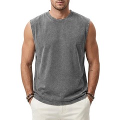 Men’s Washed Cotton Sleeveless Tank Top Loose Fit Summer Vest ✅ Buy 2 Save More
