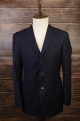 ETRO MILANO Navy Blue Notched Three Button Single Breast Blazer Jacket Size 50