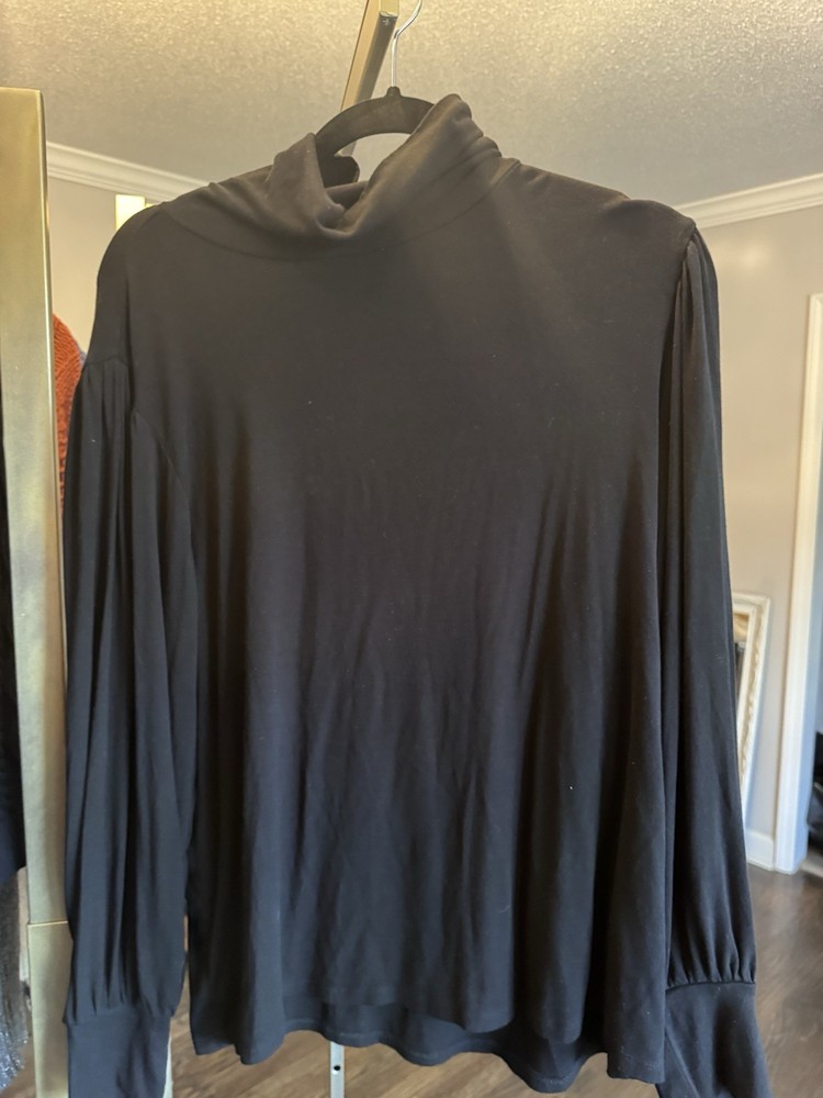 Ann Taylor Factory Women’s XL Black Solid Turtleneck Long Sleeve Pullover Top